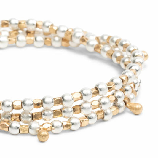 Scout Mixed Metal Teardrop Classic Wrap close-up of alternating gold and silver brass beads