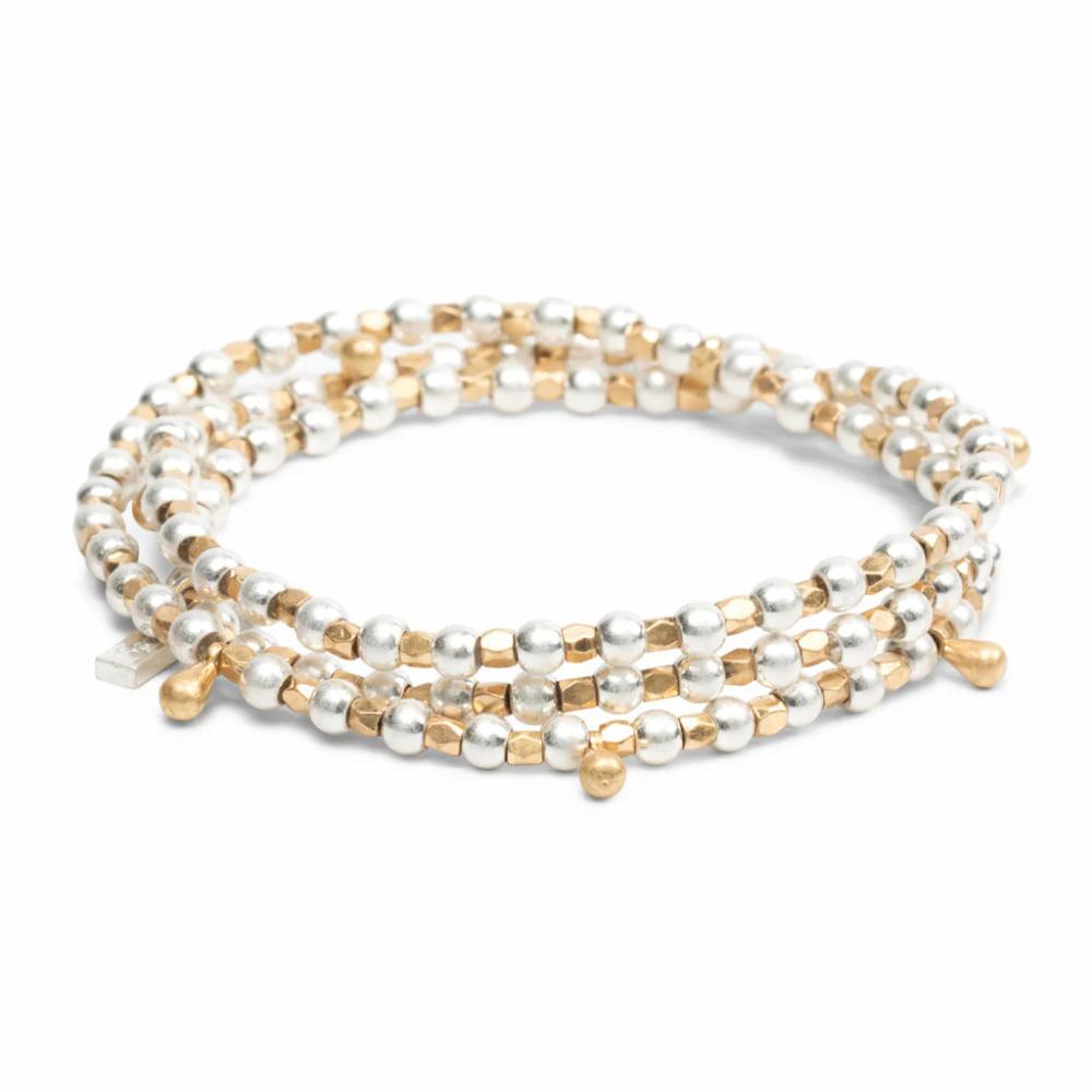 Scout Mixed Metal Teardrop Classic Wrap full product view as a bracelet and necklace