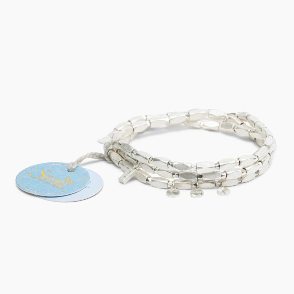 Scout Silver Iconic Disc Metal Wrap shown with Scout brand tag