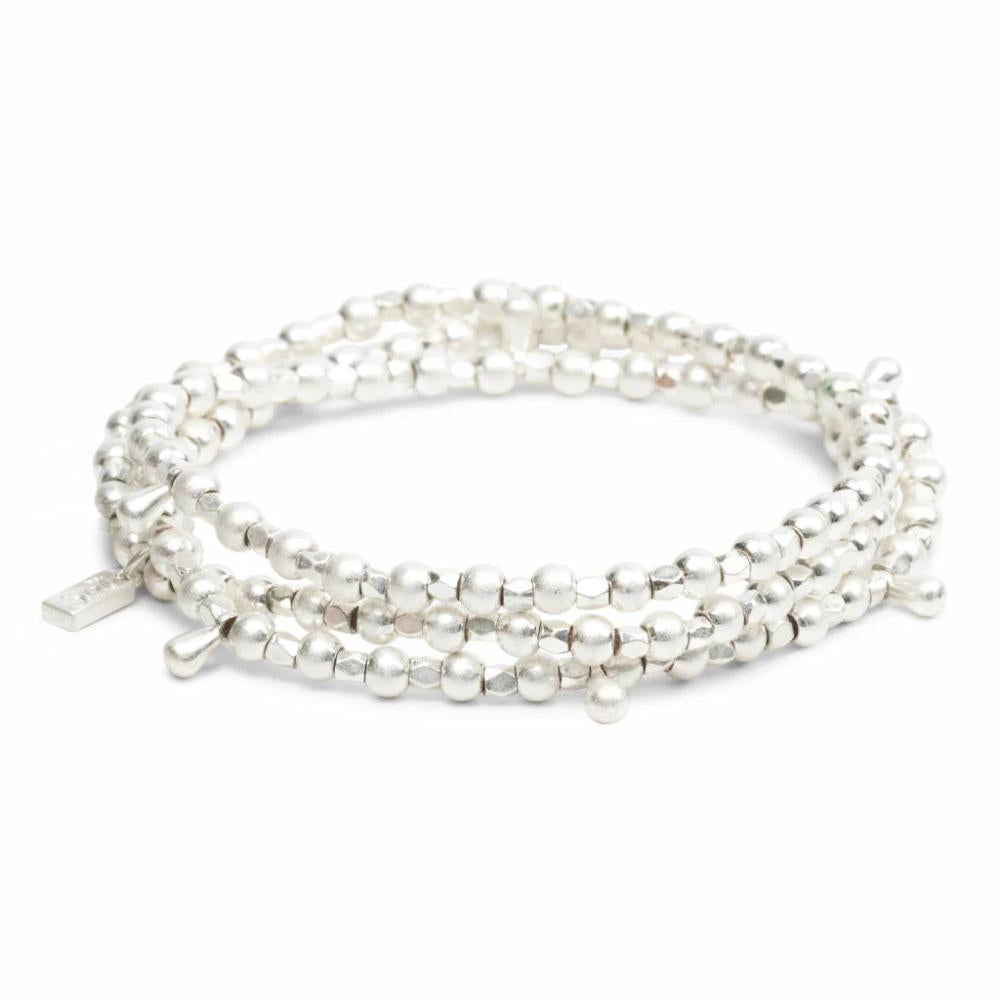 Scout Silver Teardrop Classic Metal Wrap full product view as a bracelet and necklace