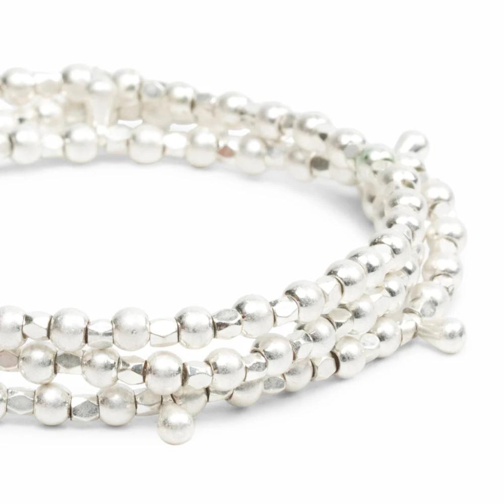 Scout Silver Teardrop Classic Metal Wrap close-up of faceted teardrop silver brass beads