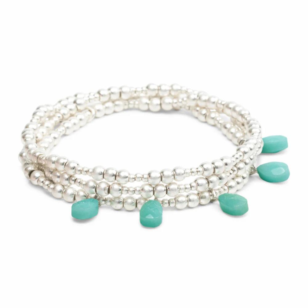 Scout Silver and Turquoise Timeless Metal Wrap full product view as bracelet or necklace