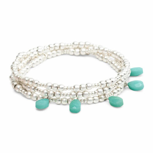 Scout Silver and Turquoise Timeless Metal Wrap full product view as bracelet or necklace