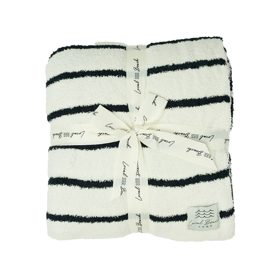 Striped Luxe Home Blanket: Black/Cream by Local Beach