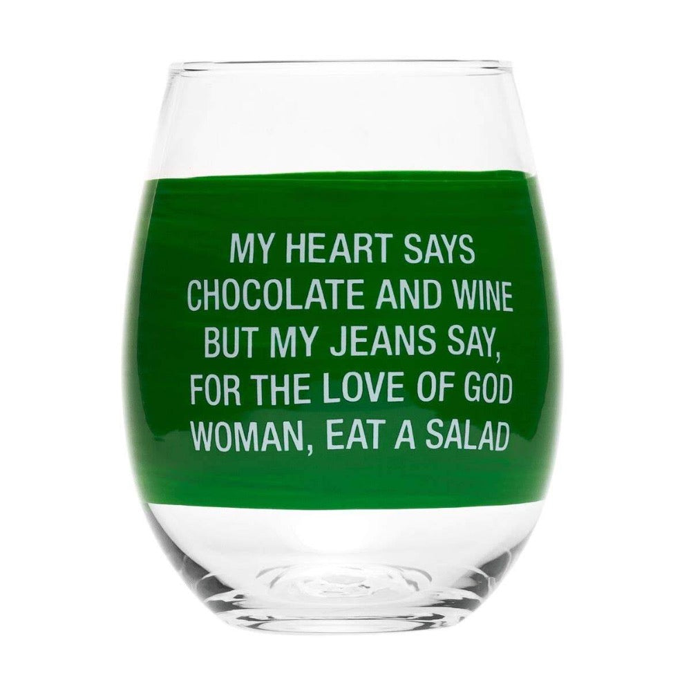 About Face Designs - My Jeans Say Stemless Wine Glass - GRACEiousliving.com