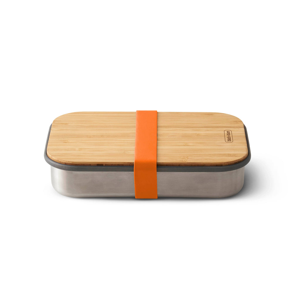 Black+Blum - Stainless Steel w Wood Lid Regular Sandwich Box Orange - GRACEiousliving.com