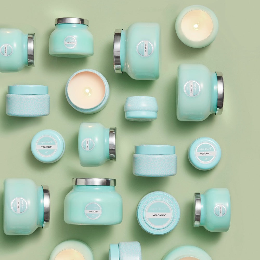 Capri Blue® Volcano Aqua Printed Mini Tin Candle - GRACEiousliving.com