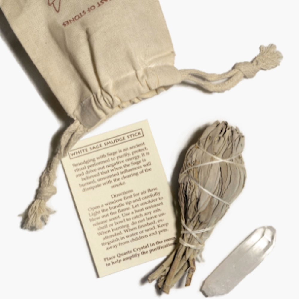 Cast of Stones® White Sage Smudge Stick & Crystal - GRACEiousliving.com
