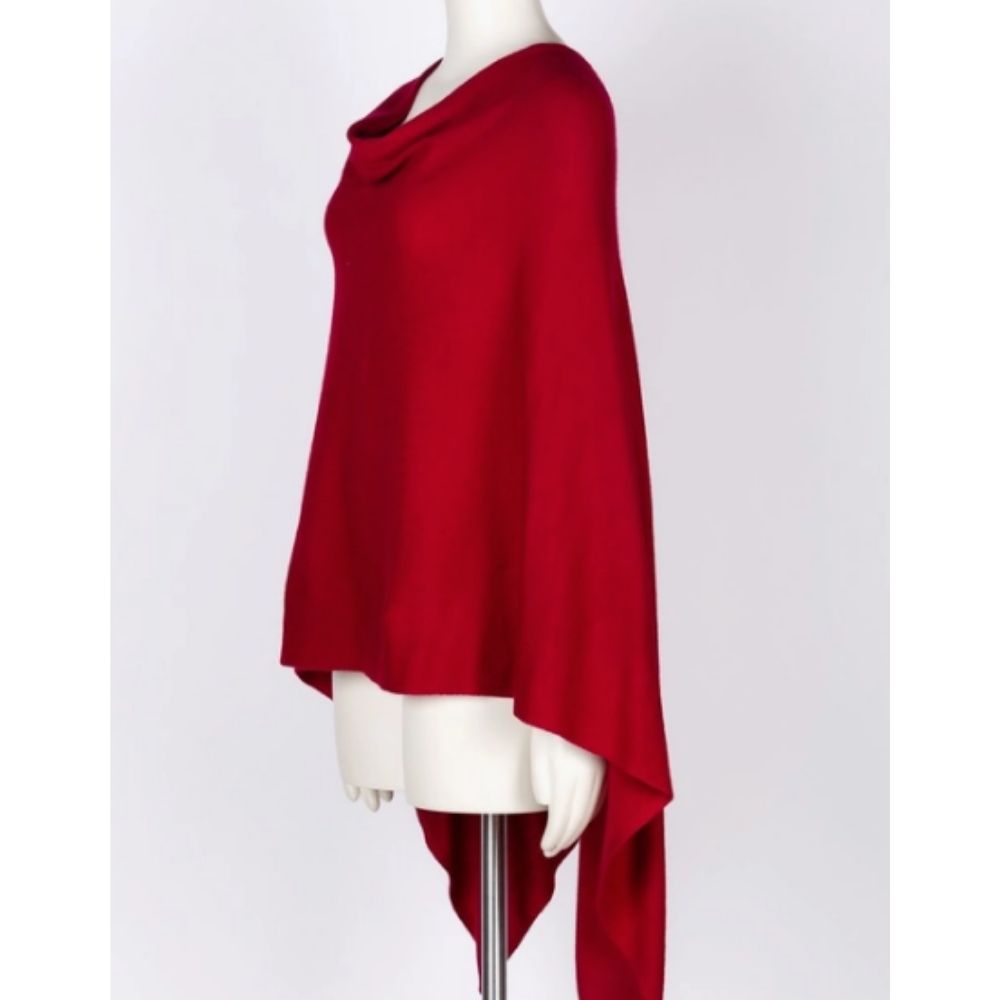 Cashmere Poncho in Cherry Red - GRACEiousliving.com
