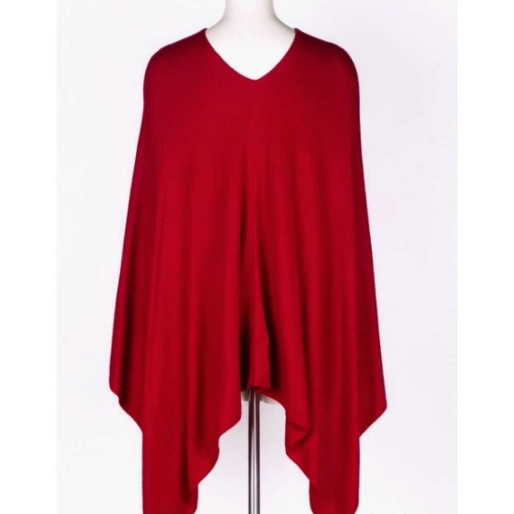 Cashmere Poncho in Cherry Red - GRACEiousliving.com