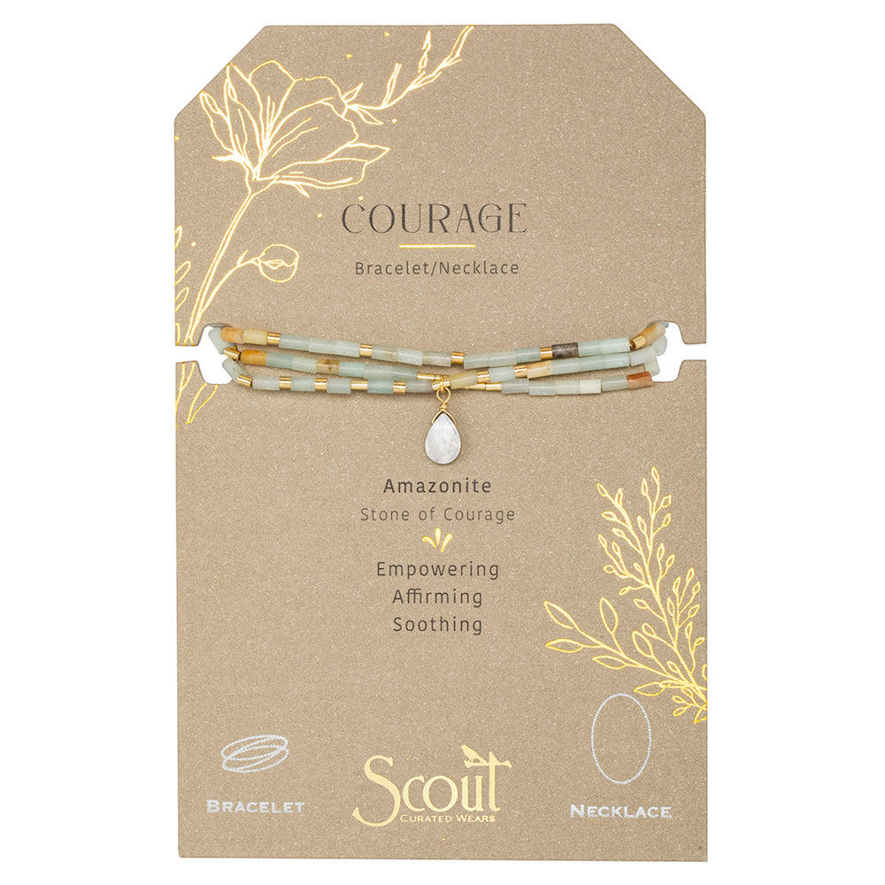 Scout Teardrop Stone of Courage Bracelet or Necklace on card -  GRACEiousliving.com