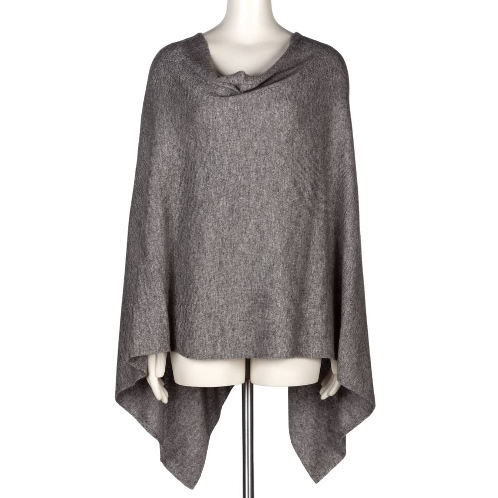 Cashmere Poncho in Medium Grey - GRACEiousliving.com