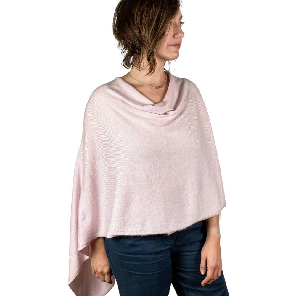 Cashmere Poncho Champagne Pink - GRACEiousliving.com