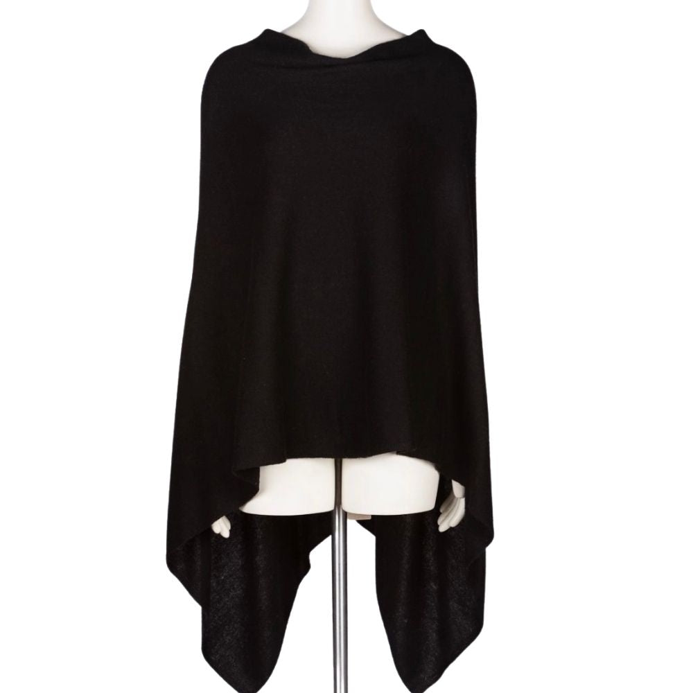 Cashmere Poncho in Black - GRACEiousliving.com