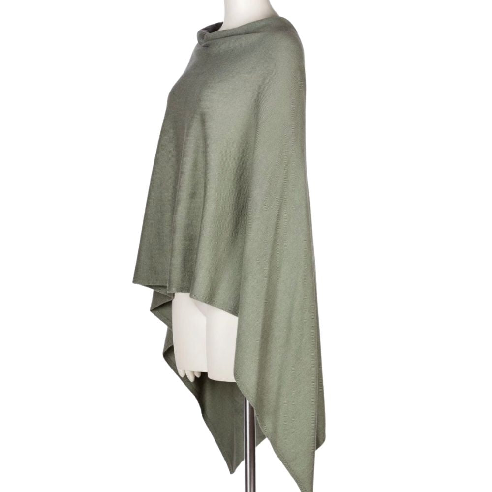 Cashmere Poncho in Sage - GRACEiousliving.com