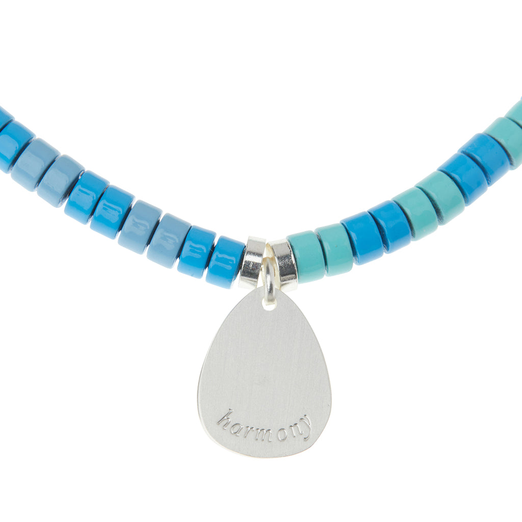 Turquoise/Silver/Gold Stone of Harmony Intention Charm Bracelet - GRACEiousliving.com