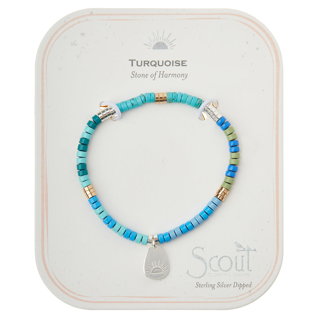 Turquoise/Silver/Gold Stone of Harmony Intention Charm Bracelet - GRACEiousliving.com