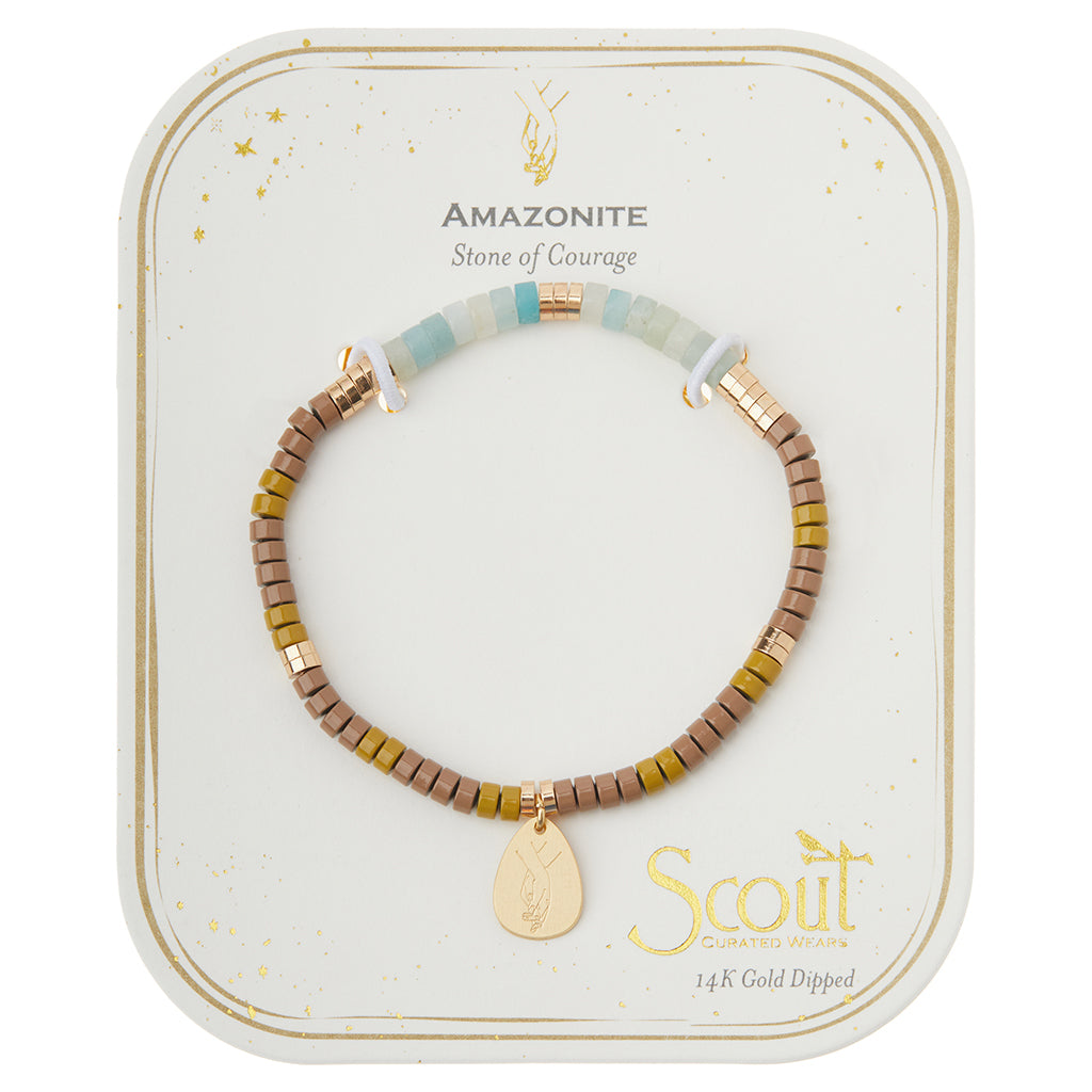 Amazonite/Gold Stone of Courage Intention Charm Bracelet - GRACEiousliving.com