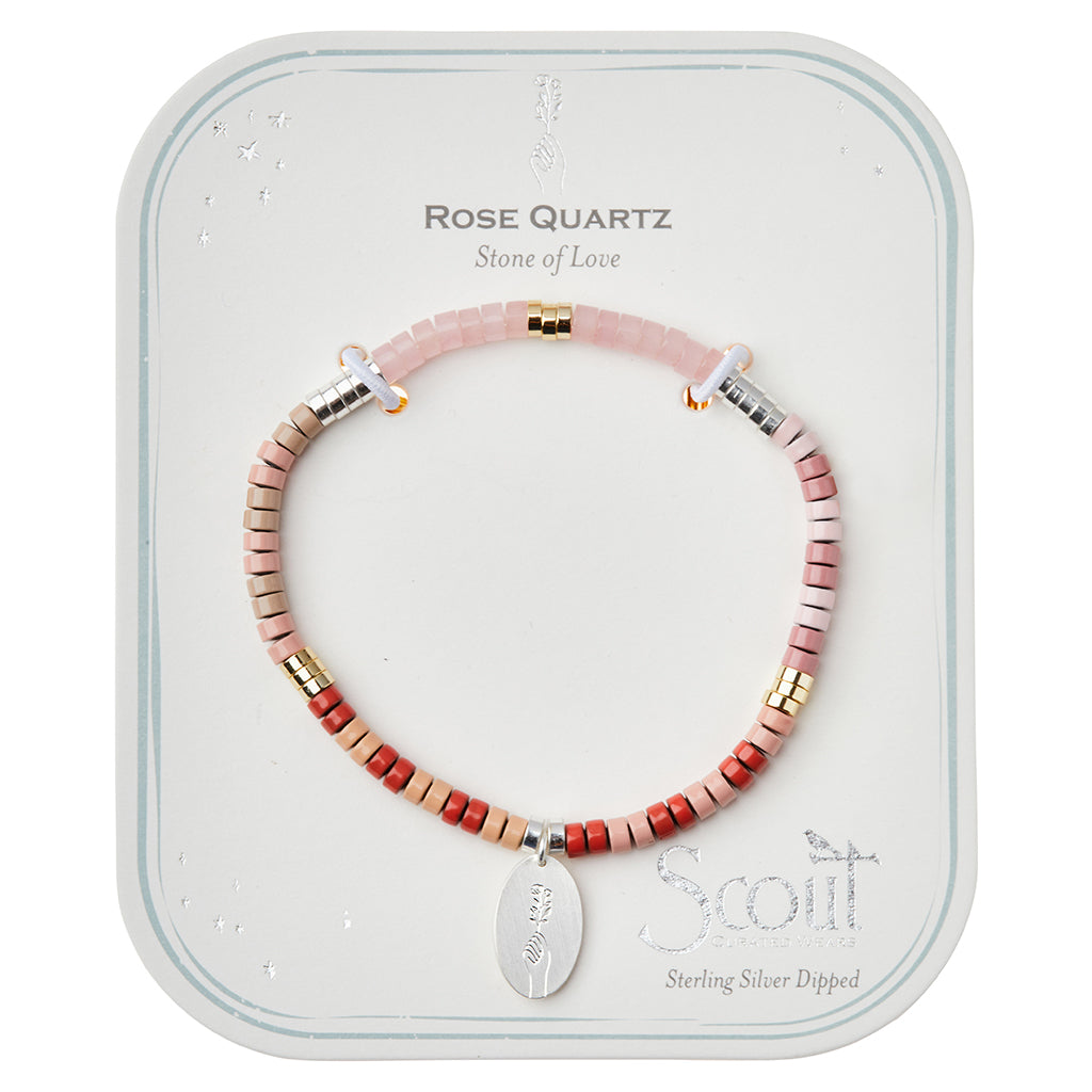 Rose Quartz/Silver Stone of Love Intention Charm Bracelet - GRACEiousliving.com