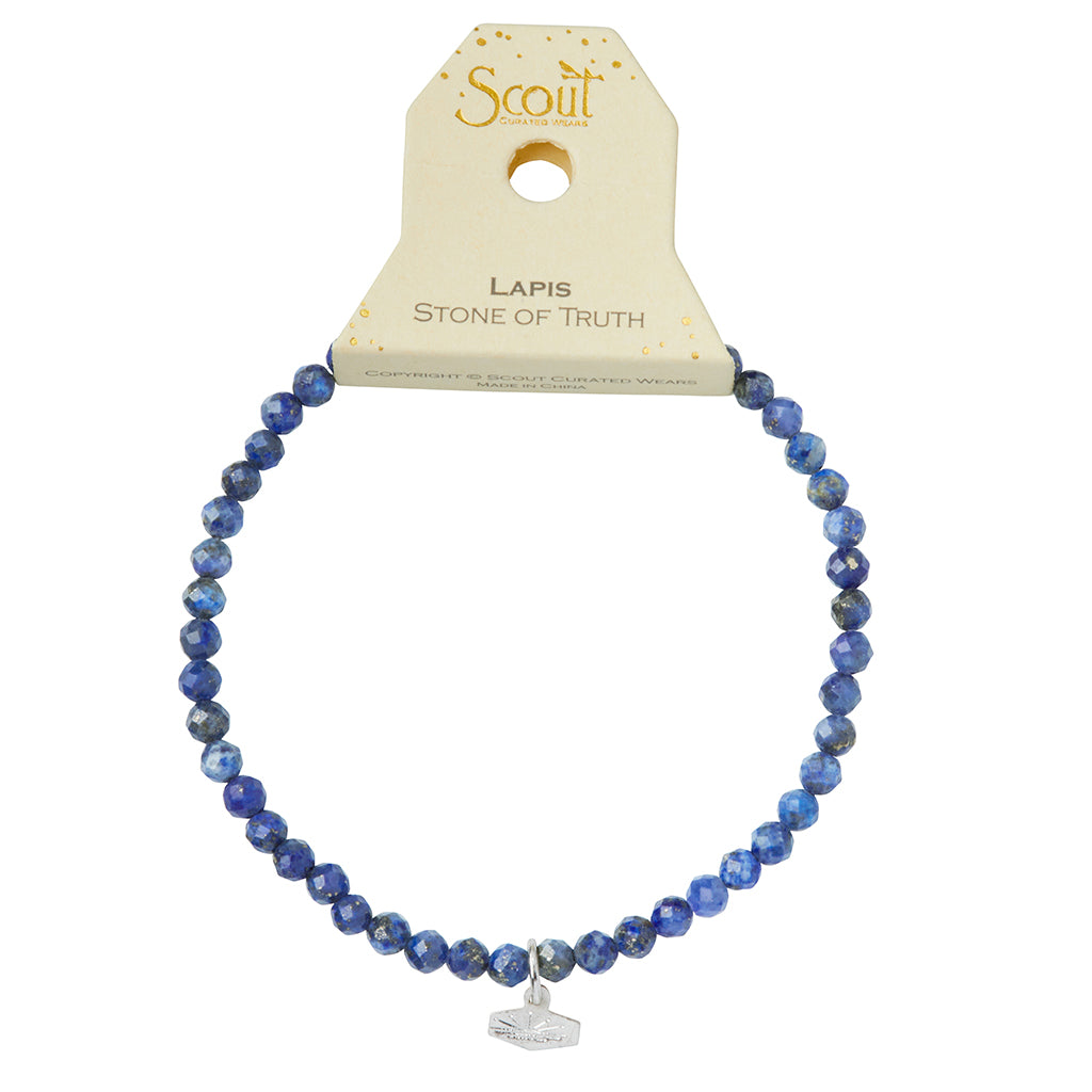 Lapis/Silver Stone of Truth Mini-Faceted Stone Stacking Bracelet - GRACEiousliving.com