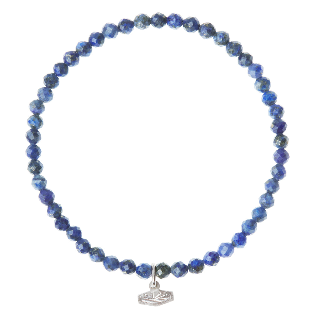 Lapis/Silver Stone of Truth Mini-Faceted Stone Stacking Bracelet - GRACEiousliving.com