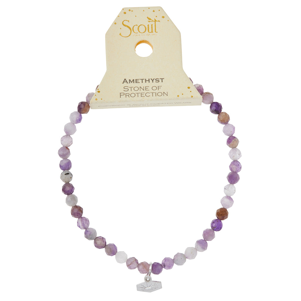 Amethyst/Silver Stone of Protection Mini-Faceted Stone Stacking Bracelet - GRACEiousliving.com