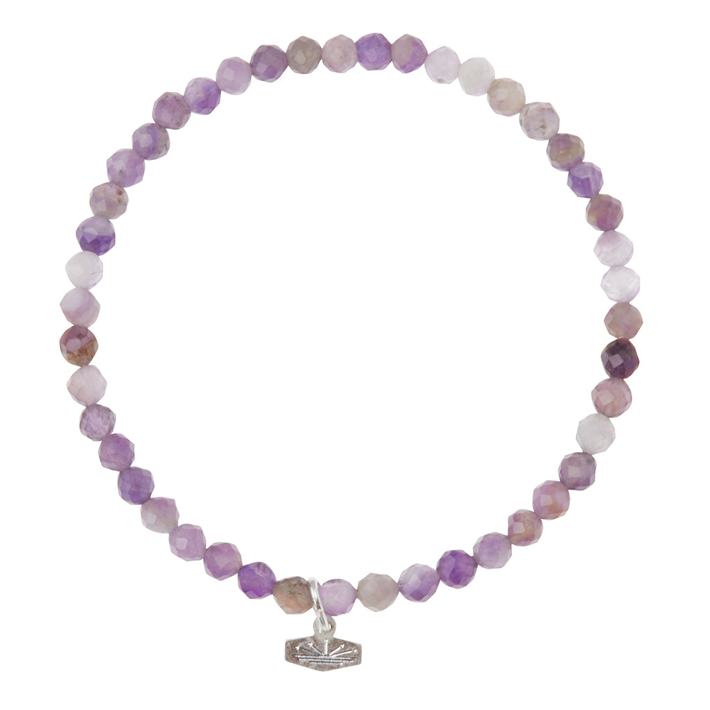 Amethyst/Silver Stone of Protection Mini-Faceted Stone Stacking Bracelet - GRACEiousliving.com