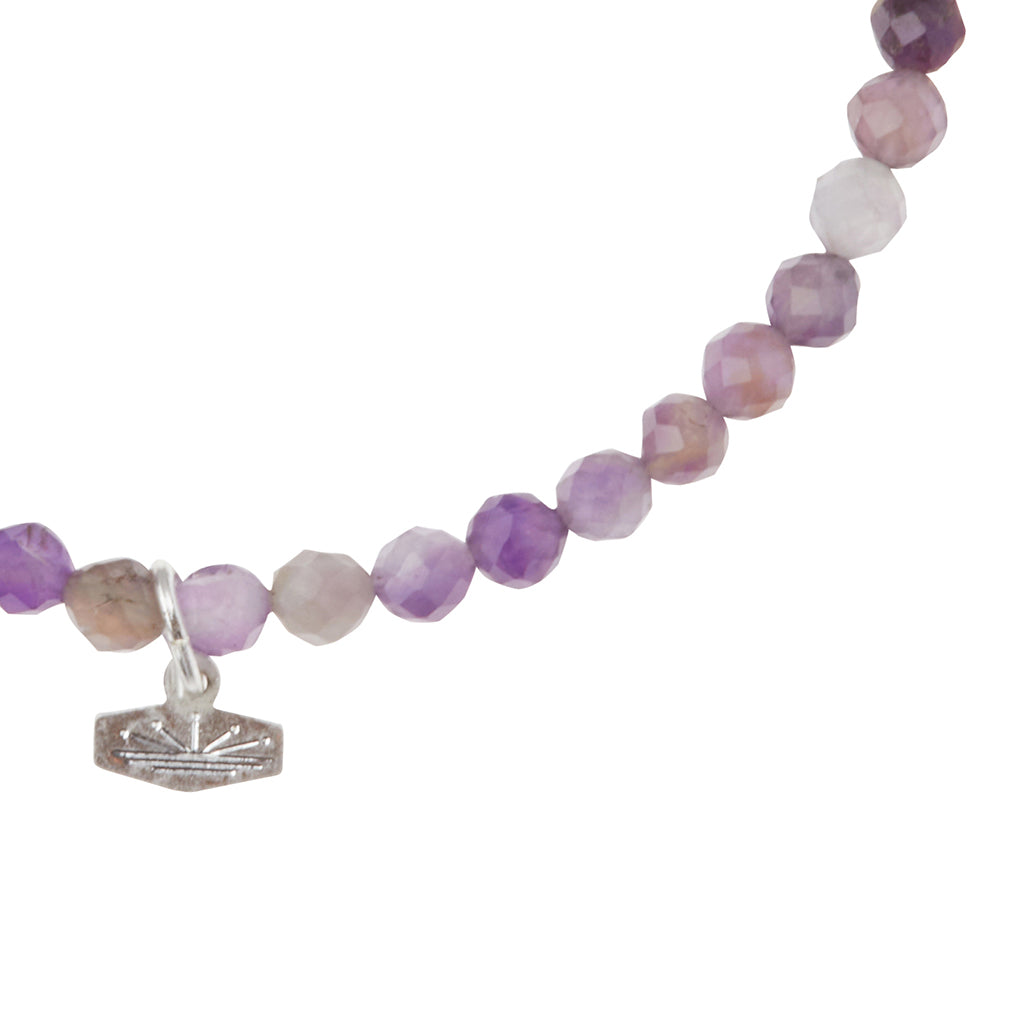 Amethyst/Silver Stone of Protection Mini-Faceted Stone Stacking Bracelet - GRACEiousliving.com