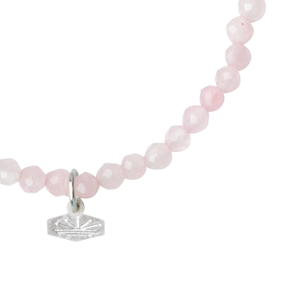 Rose Quartz/Silver Stone of Love Mini-Faceted Stone Stacking Bracelet - GRACEiousliving.com