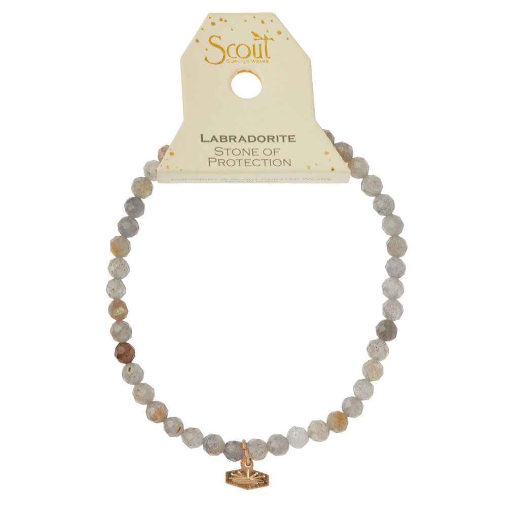 Labradorite/Gold Stone of Protection Mini-Faceted Stone Stacking Bracelet - GRACEiousliving.com