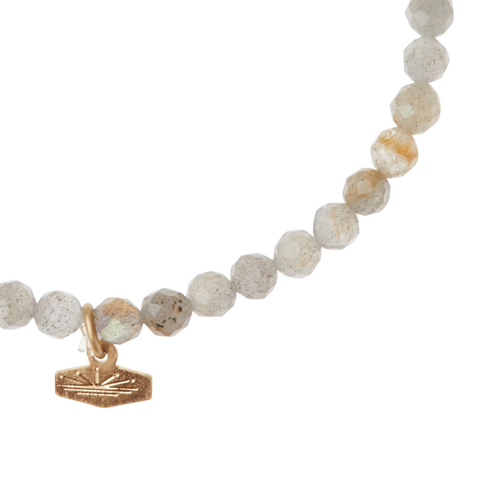 Labradorite/Gold Stone of Protection Mini-Faceted Stone Stacking Bracelet - GRACEiousliving.com