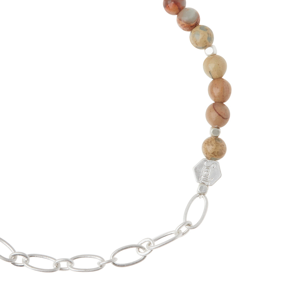 Aqua Terra/Silver Stone of Peace Mini Stone w Chain Stacking Bracelet - GRACEiousliving.com