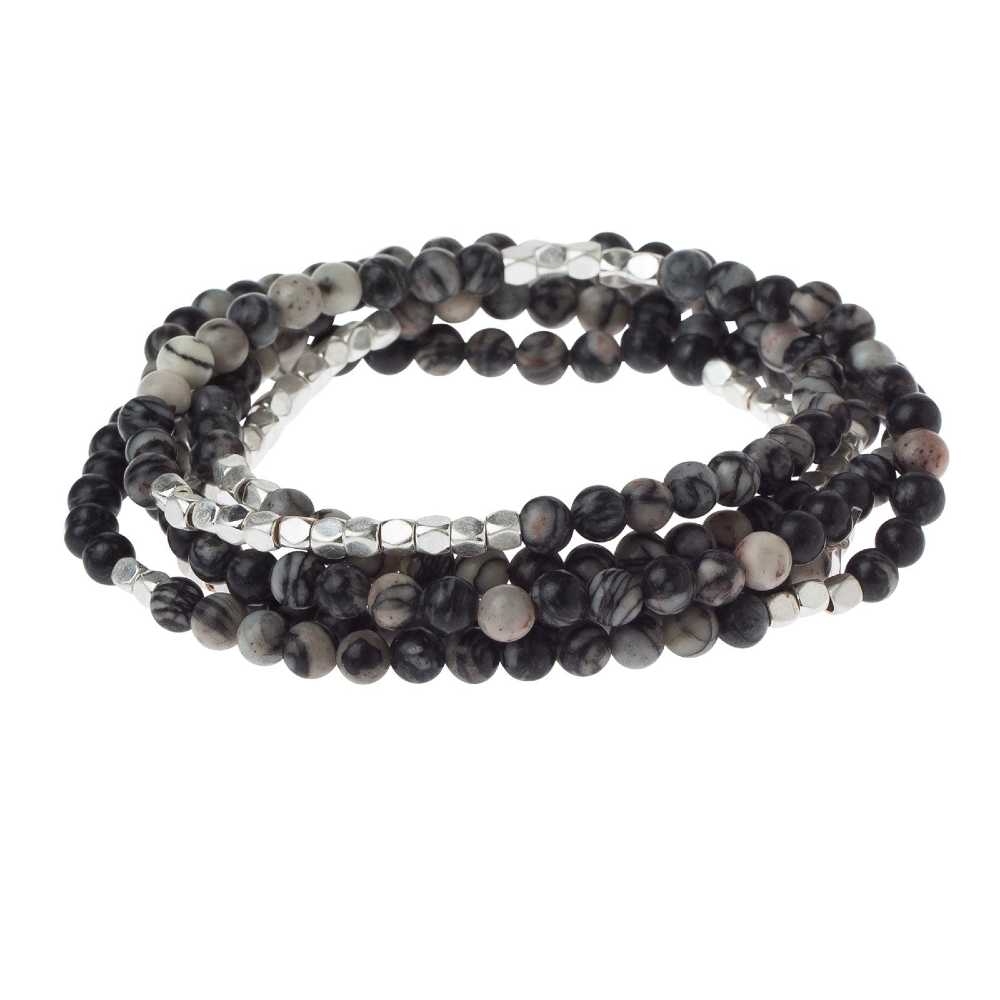 Scout® Black Network Agate - Stone of Inner Stability Wrap Bracelet or Necklace - GRACEiousliving.com