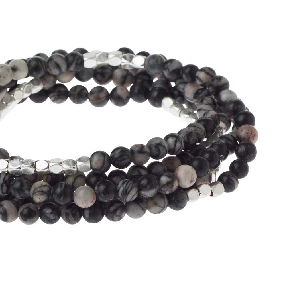 Scout® Black Network Agate - Stone of Inner Stability Wrap Bracelet or Necklace - GRACEiousliving.com