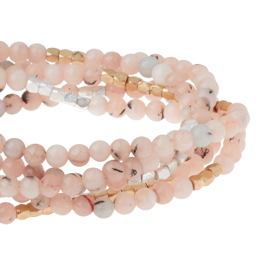 Morganite/Black Tourmaline - Stones of Divine Love and Protection Wrap Bracelet or Necklace - GRACEiousliving.com