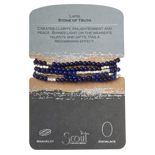 Lapis/Silver - Stone of Truth Wrap Bracelet or Necklace - GRACEiousliving.com