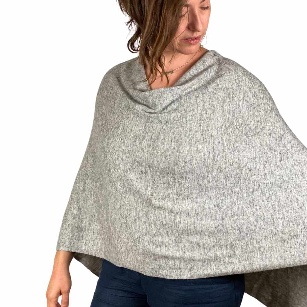 Cashmere Poncho in Silver Grey - GRACEiousliving.com