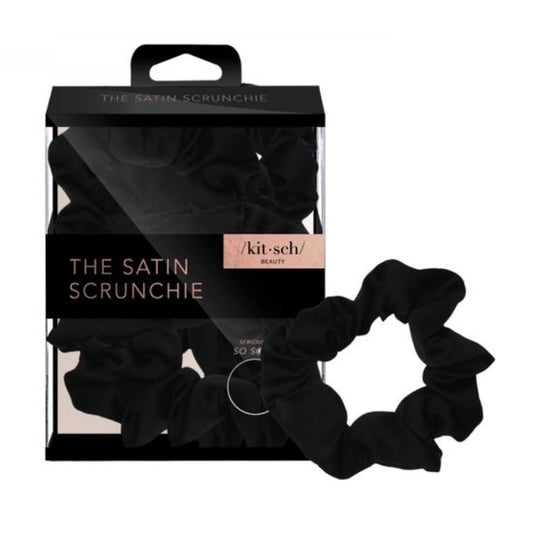 KITSCH - Satin Sleep Scrunchies - Black - GRACEiousliving.com