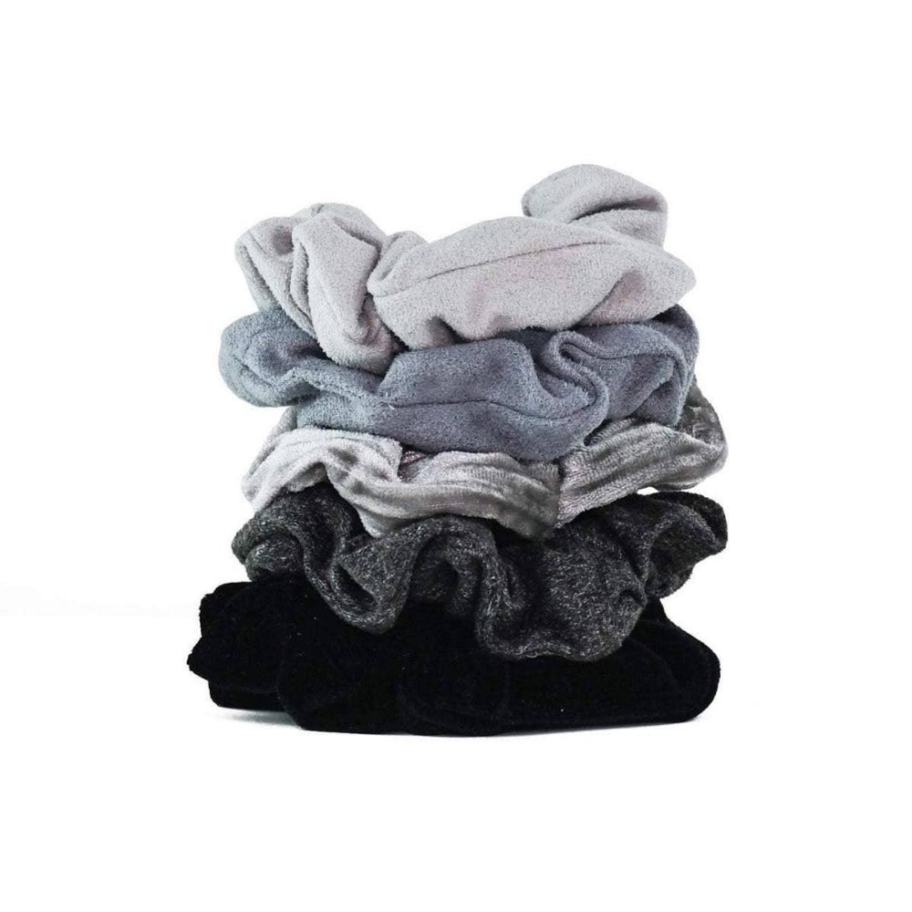 KITSCH - Velvet Scrunchies - Black and Gray - GRACEiousliving.com