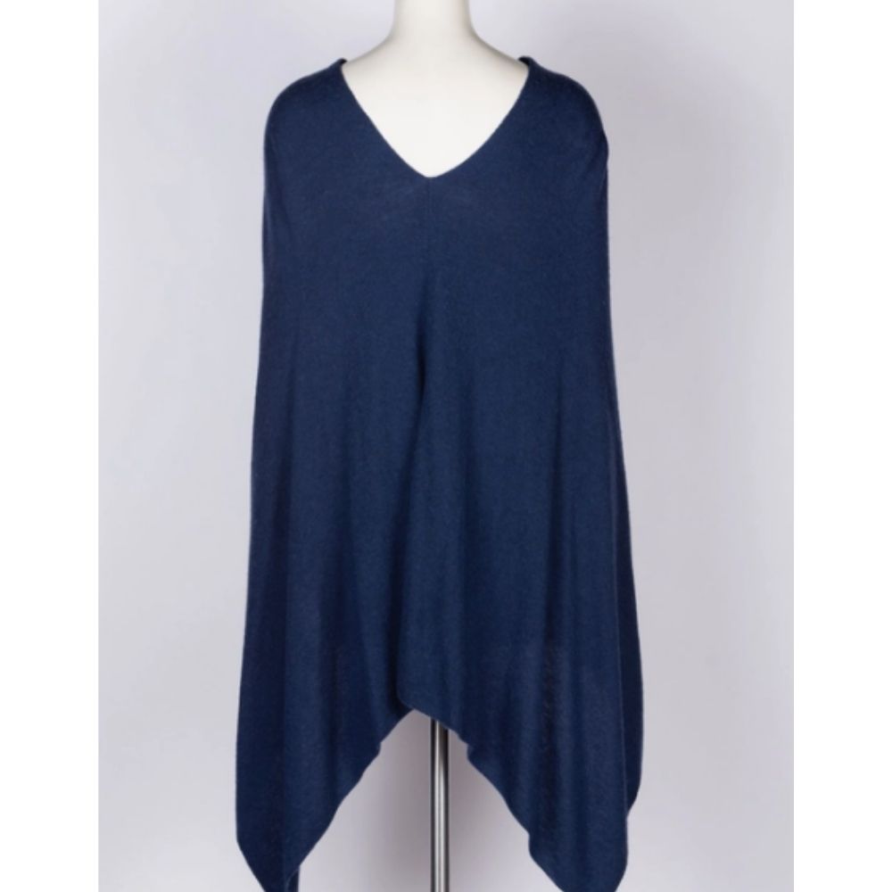 Cashmere Poncho in Navy - GRACEiousliving.com