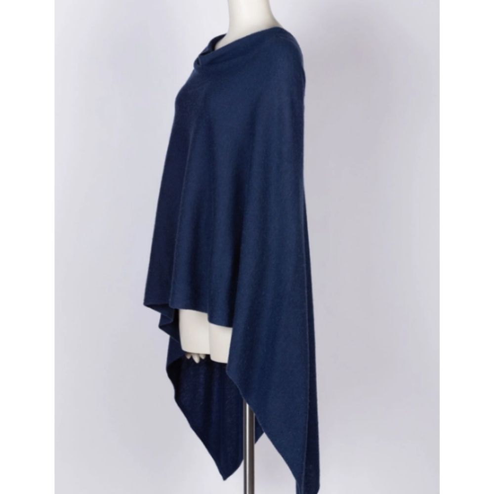 Cashmere Poncho in Navy - GRACEiousliving.com