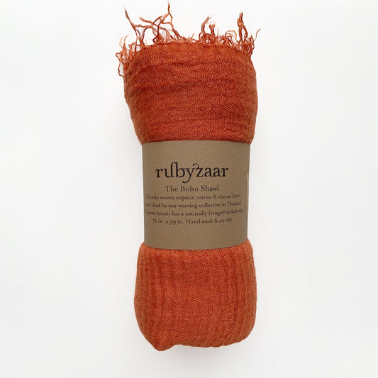 Rubyzaar - Boho Scarf - Burnt Orange - GRACEiousliving.com