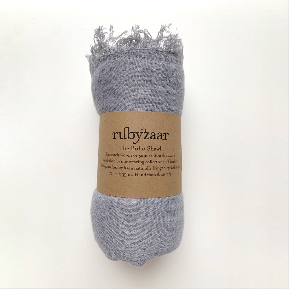 Rubyzaar - Boho Scarf - Light Gray - GRACEiousliving.com