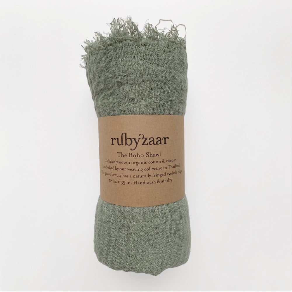 Rubyzaar - Boho Scarf - Sage - GRACEiousliving.com