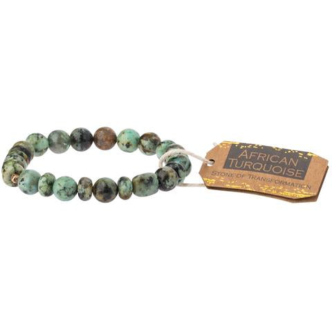 Scout African Turquoise stackable bracelet in speckled green-and-black stone beads, Stone of Transformation