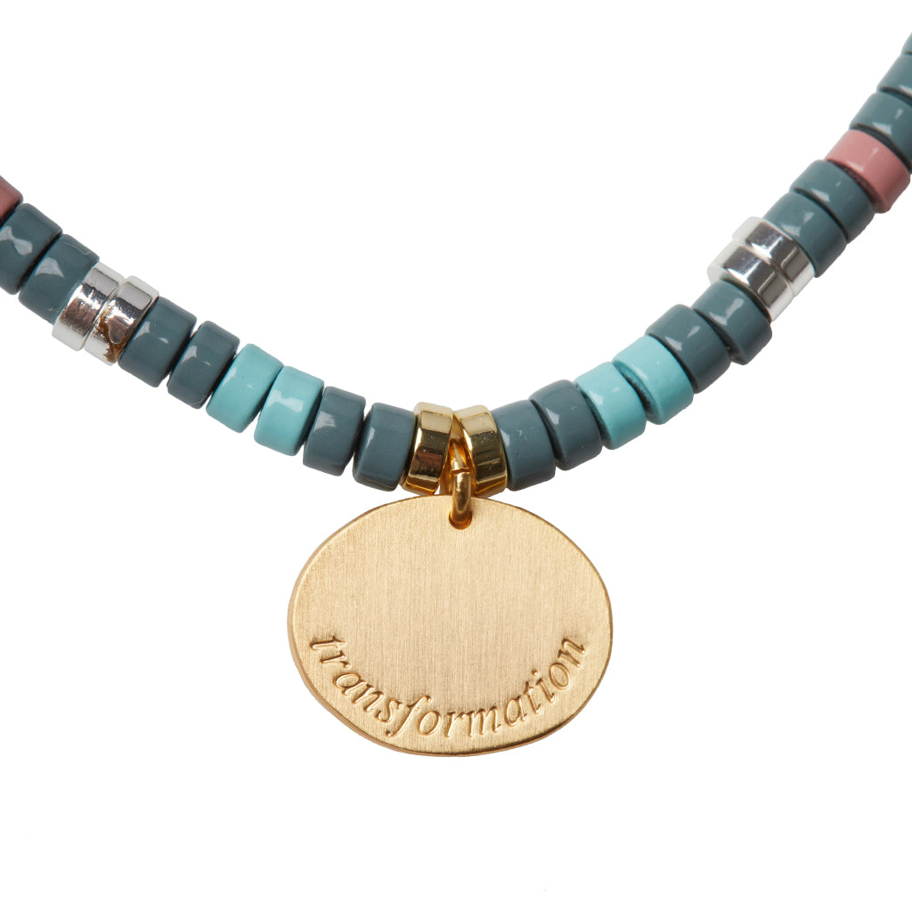 Scout African Turquoise Charm Bracelet close-up of metal charm reverse side