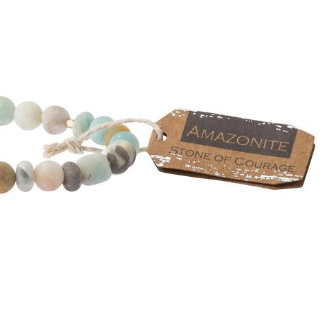 Scout Amazonite stackable bracelet in soft mint-green stone beads, Stone of Courage