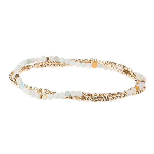 Scout delicate Amazonite wrap in faceted soft mint stone beads, Stone of Courage