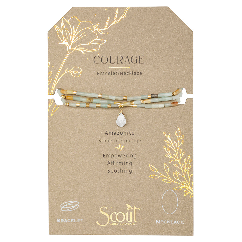 Scout Teardrop Wrap in Amazonite and Howlite, Stone of Courage, full product view