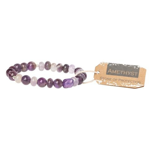 Scout Amethyst stackable bracelet in deep purple gemstone beads, Stone of Protection